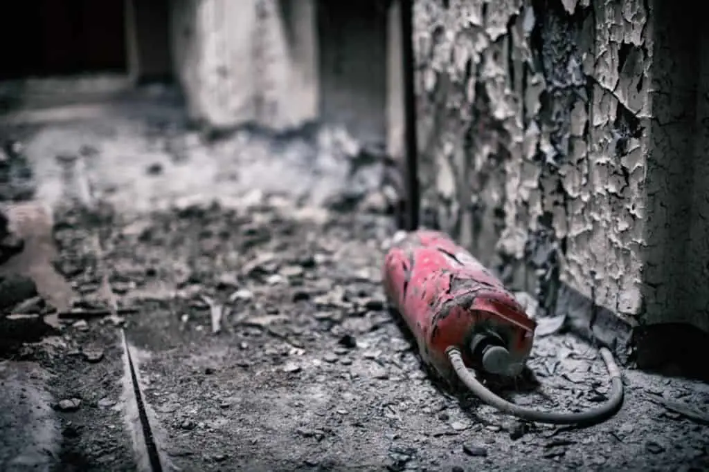 Fire Extinguisher remains after a fire