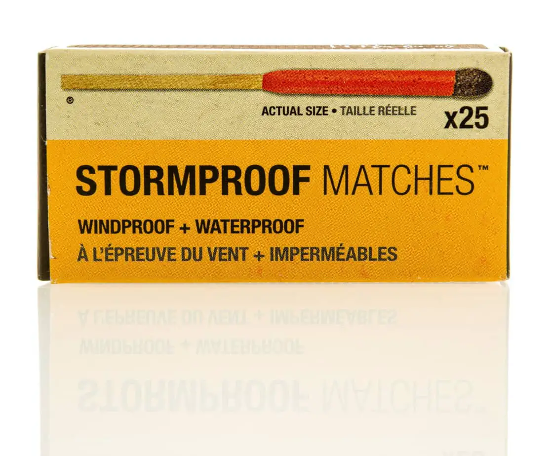 stormproof matches in a closed box